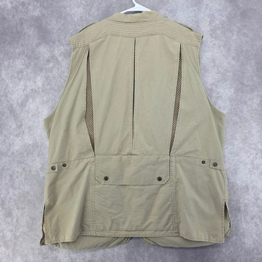 Vintage Banana Republic Safari Fishing Vest Khaki Tan Cotton Utility Mesh XL